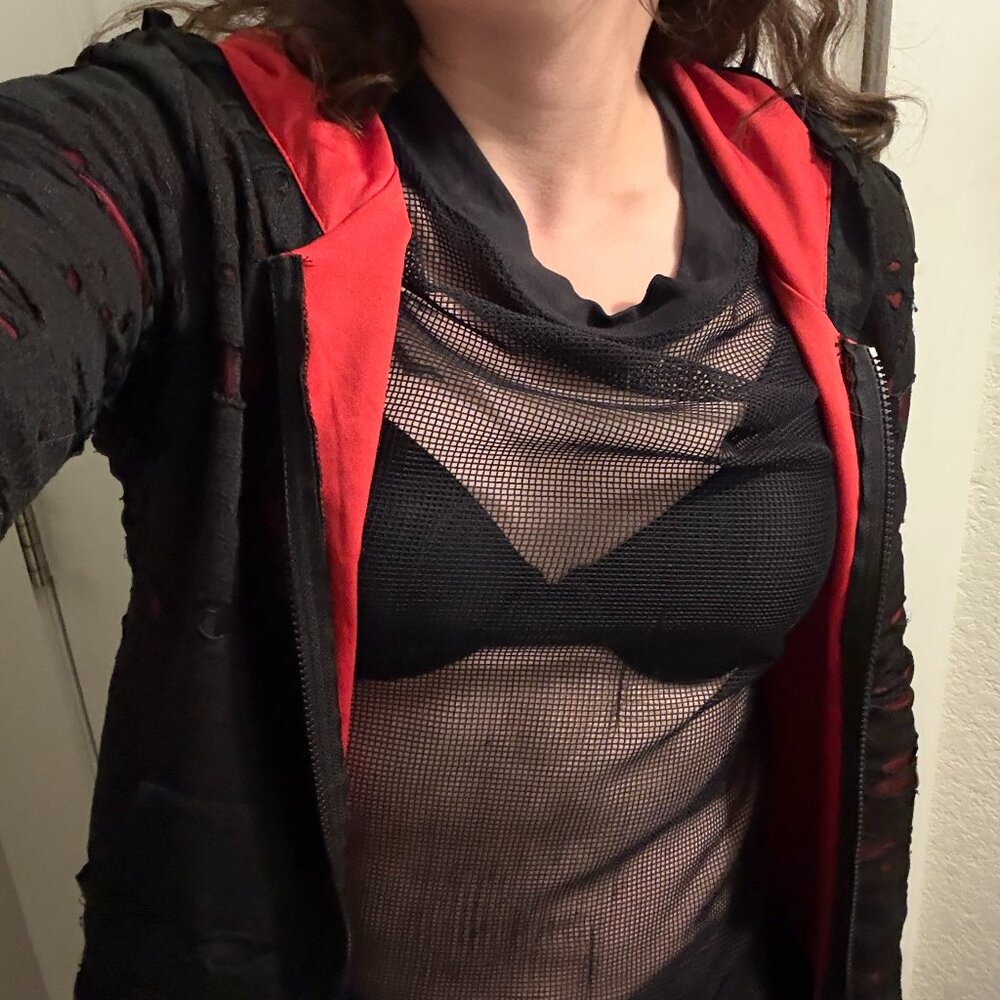 Folter Women's XL RED/BLACK Decay Hoodie vintage late 00s *DISCONTINUED*